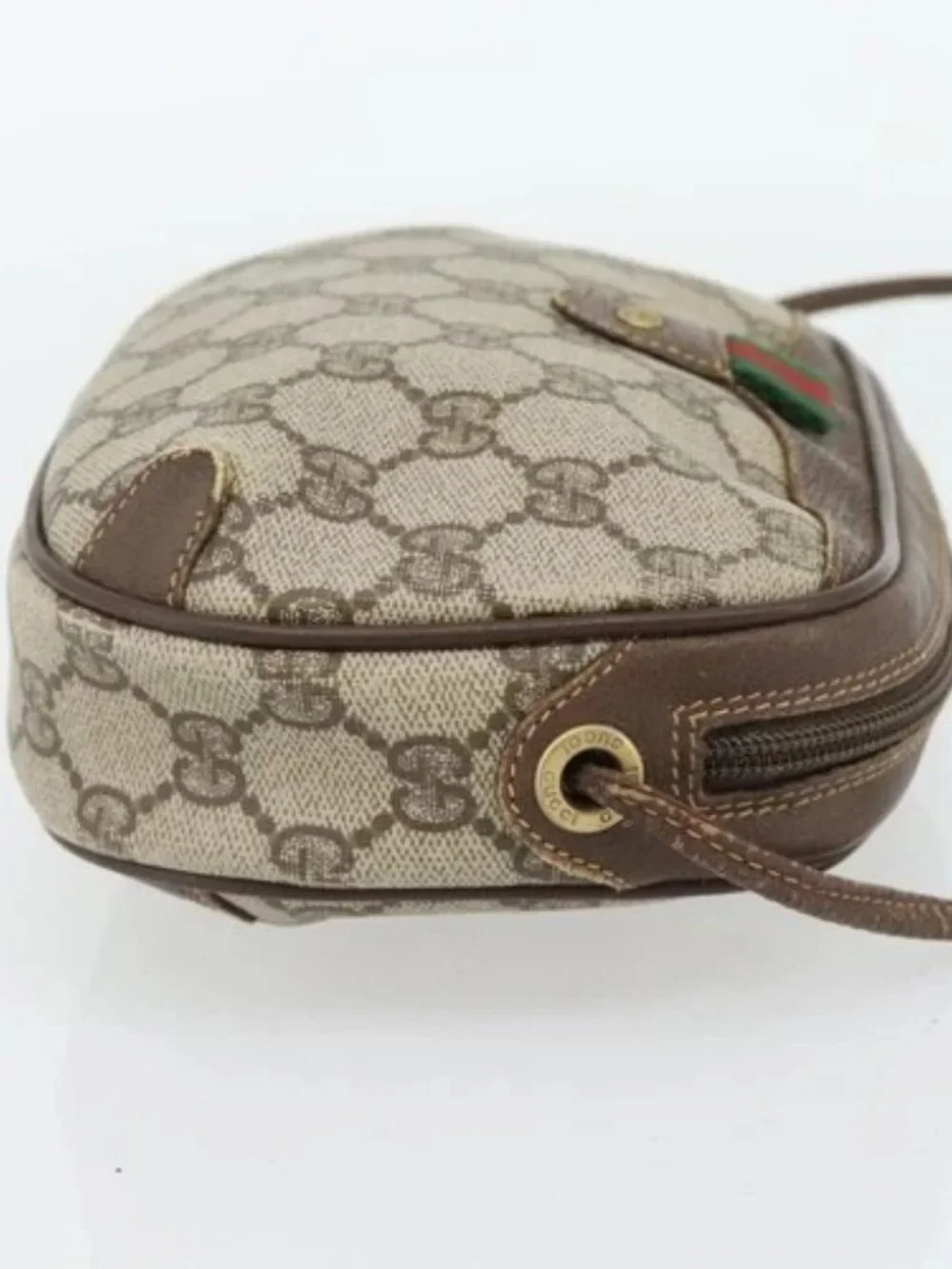GUCCI GG Supreme Web Sherry Line Bag PVC Beige Gold 156 02 066 Auth 171266 - Picture 4 of 16